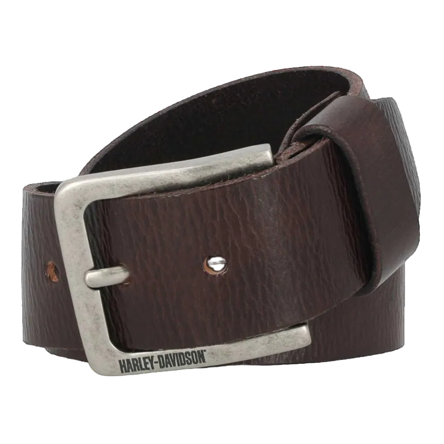 Harley-Davidson Men's Embossed H-D Logo Genuine Leather Belt - Brown