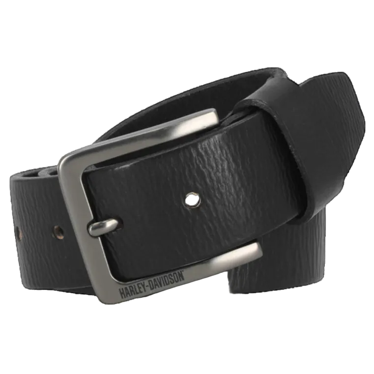 Harley-Davidson Men's Embossed H-D Logo Genuine Leather Belt - Black