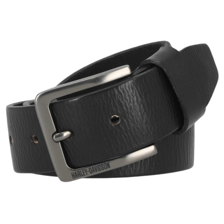 Harley-Davidson Men's Embossed H-D Logo Genuine Leather Belt - Black