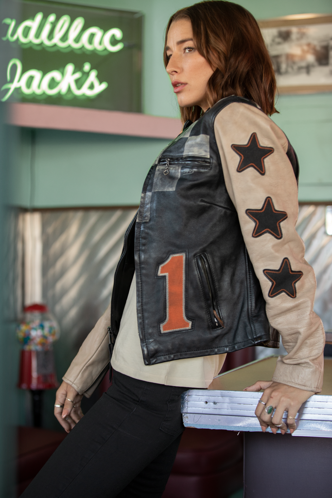 Harley-Davidson Women's Vintage Racing-Style Casual Leather Jacket