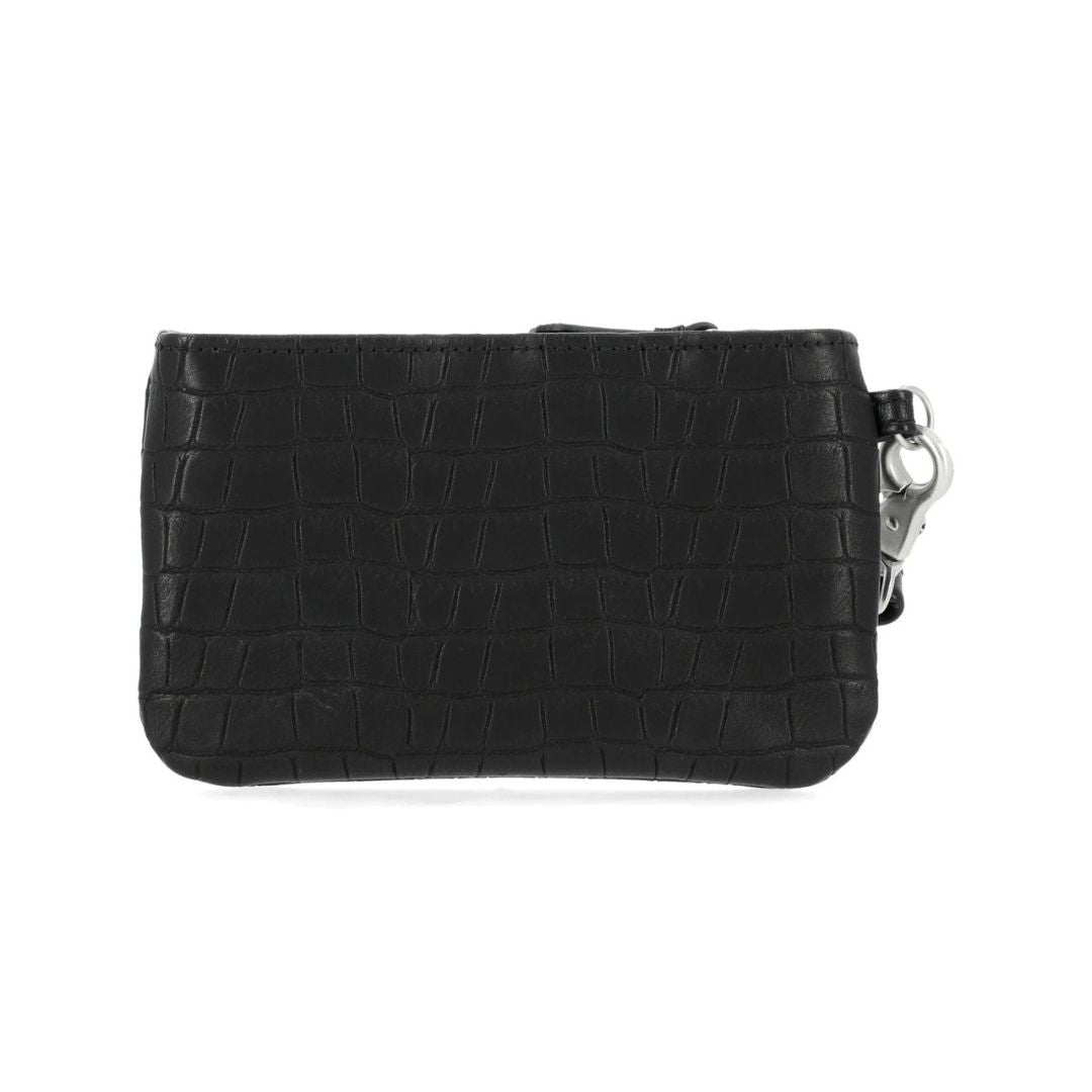 Harley-Davidson Women's Metal Bar & Shield Croco Coin Case w/Wristlet - Black
