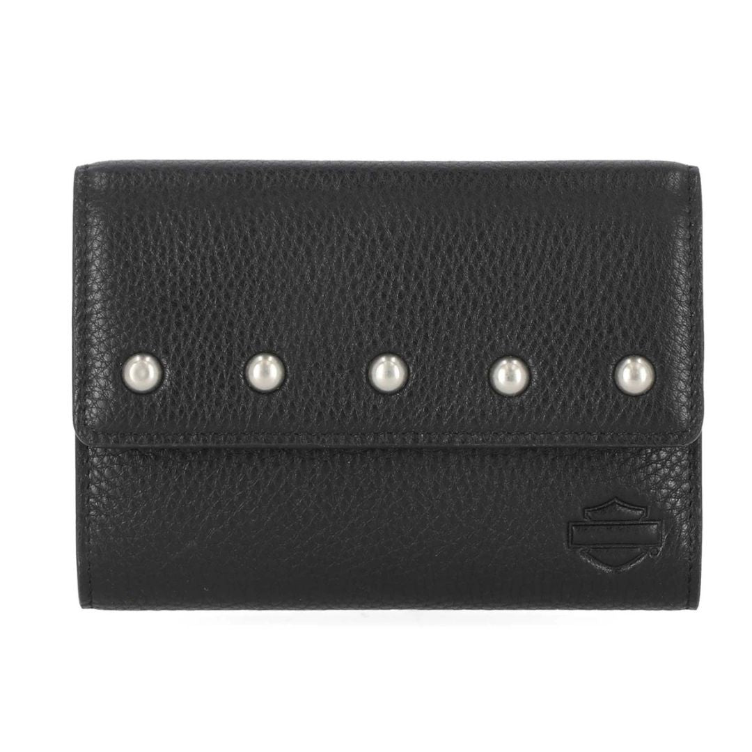 Harley-Davidson Women's Pebble Leather Bar & Shield Billfold Wallet - Black