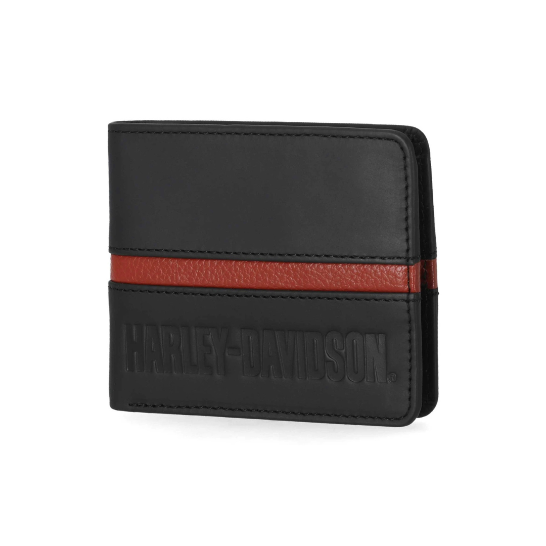 Harley-Davidson® Men's H-D Center Block Passcase Bi-Fold Leather Wallet - Black