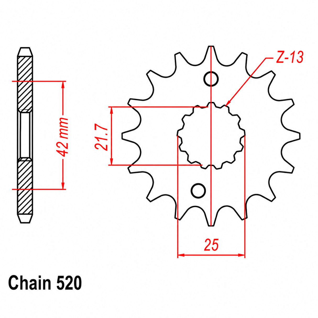 Front Sprocket - Steel 13T 520P D/D