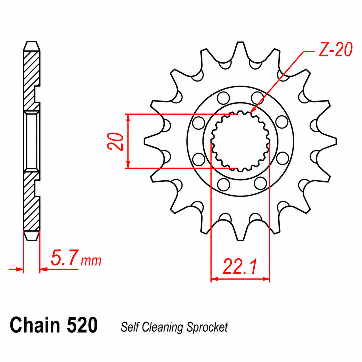 Front Sprocket - Steel 13T 520P