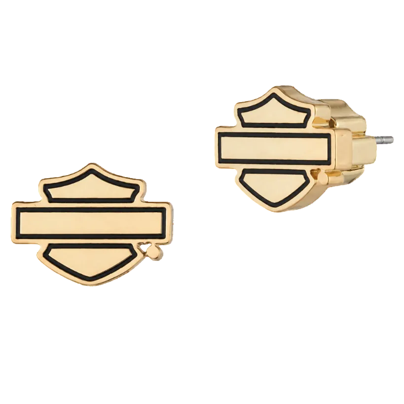 Harley-Davidson Women's 11mm Bar & Shield Earrings - Gold