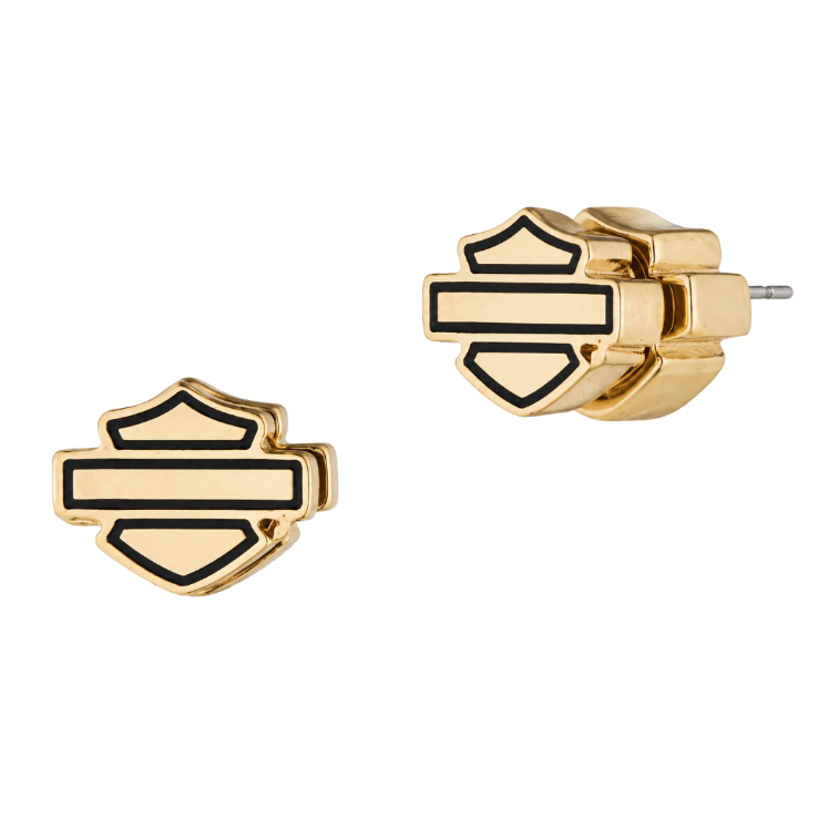 Harley-Davidson Women's 8MM Bar & Shield Stainless Steel Stud Earrings - Gold