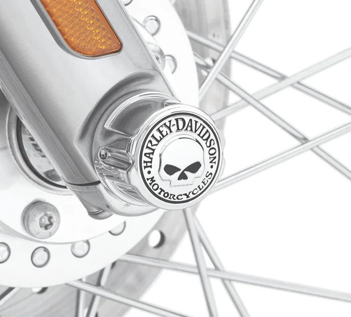 Harley-Davidson Willie G Skull Front Axle Nut Covers - Chrome