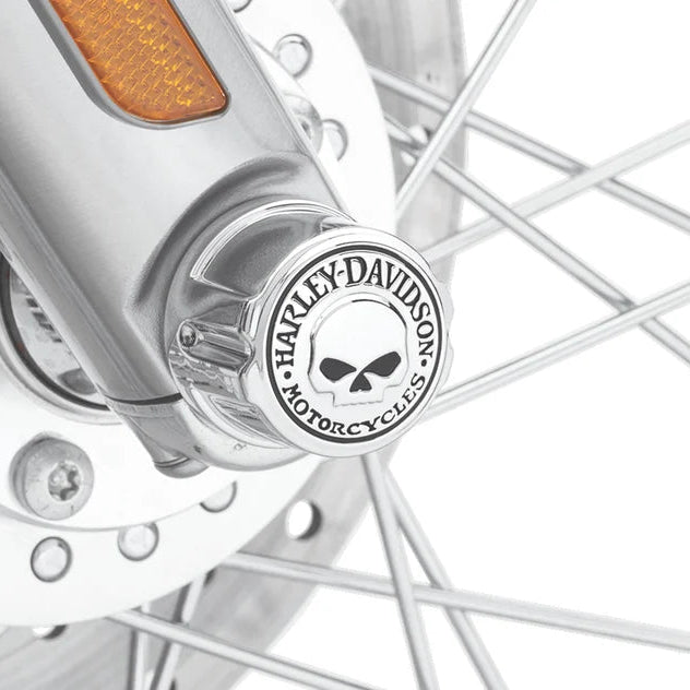 Harley-Davidson Willie G Skull Front Axle Nut Covers - Chrome