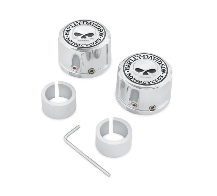 Harley-Davidson Willie G Skull Front Axle Nut Covers - Chrome
