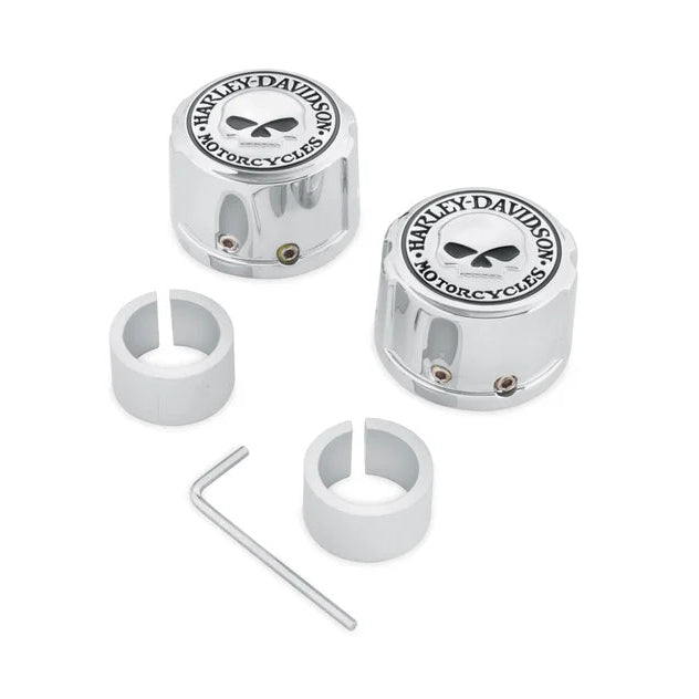 Harley-Davidson Willie G Skull Front Axle Nut Covers - Chrome