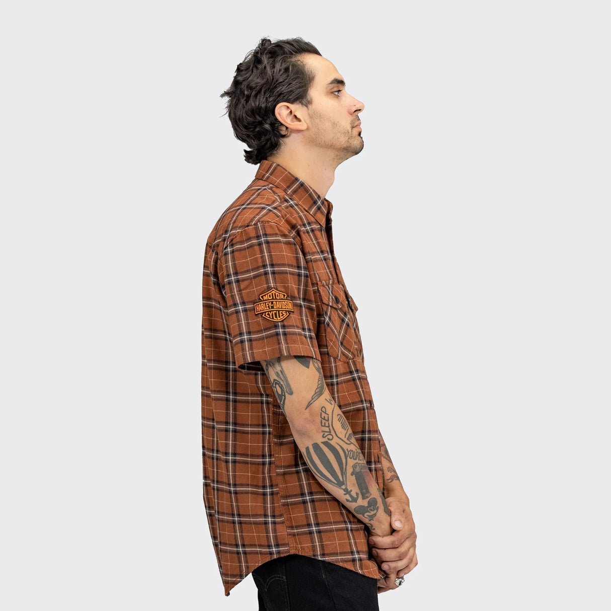 Harley-Davidson Men's Embroidered Graphic Plaid Shirt