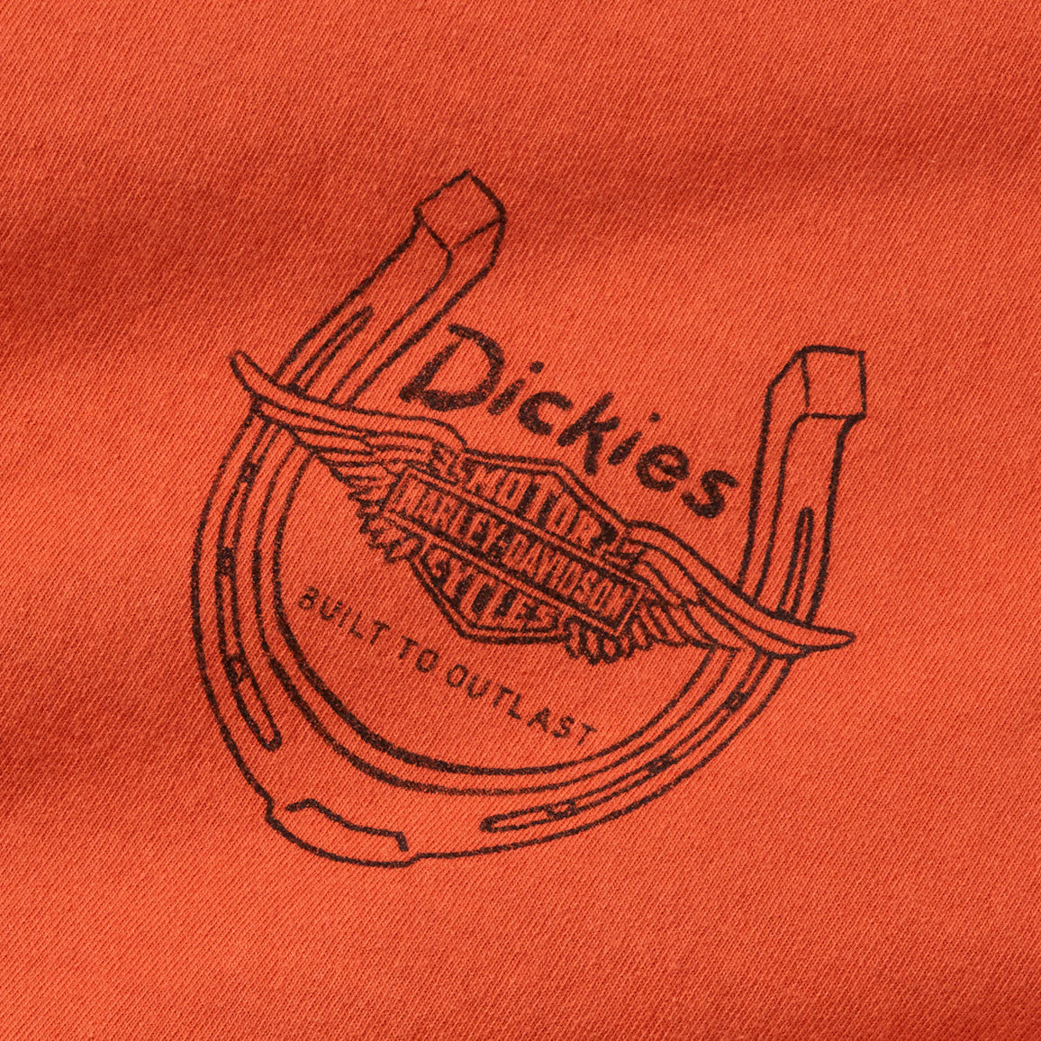 Dickies x H-D Men's Horsepower Heavyweight Pigment Dyed Tee - Vintage Orange
