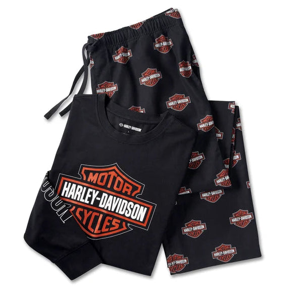 Harely-Davidson Men's Bar & Shield Long Sleeve Pajama Set