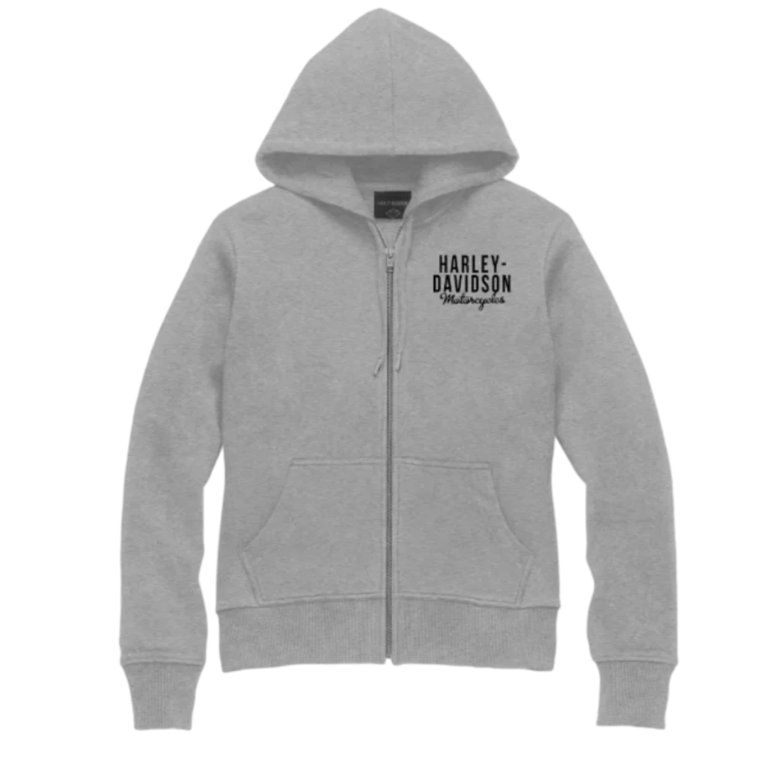 Harley-Davidson Women's Zip Front Hoodie - Grey Heather