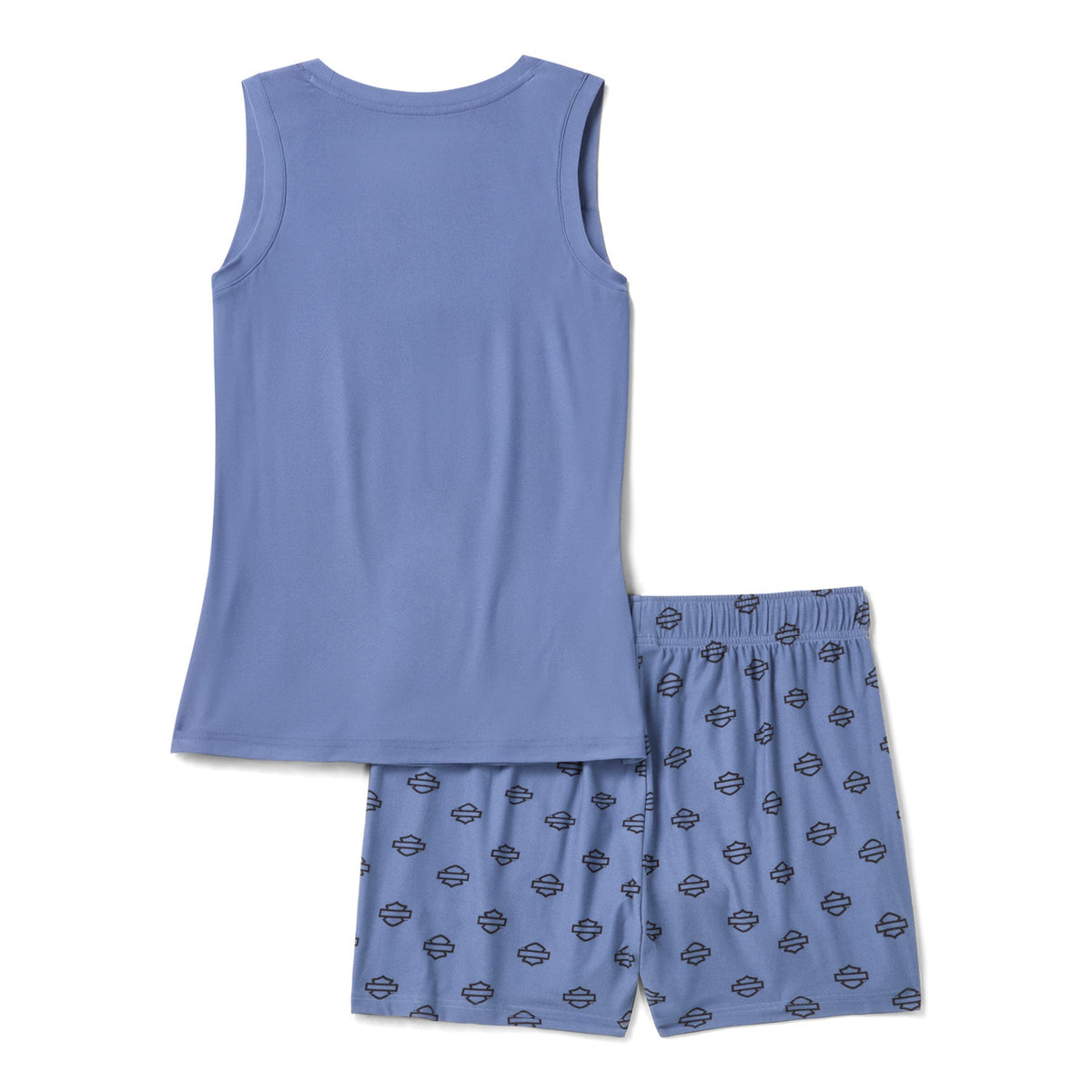 Harley-Davidson Women's Open Bar & Shield AOP Pajama Short Set - Bijou Blue