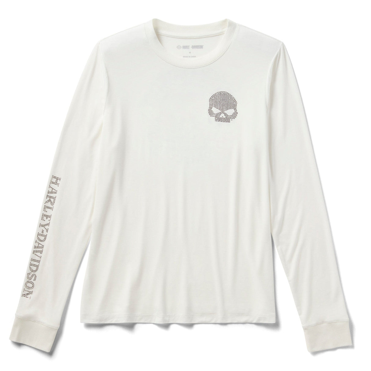 Harley-Davidson Women's Willie G Skull Bling Long Sleeve - Cloud Dancer