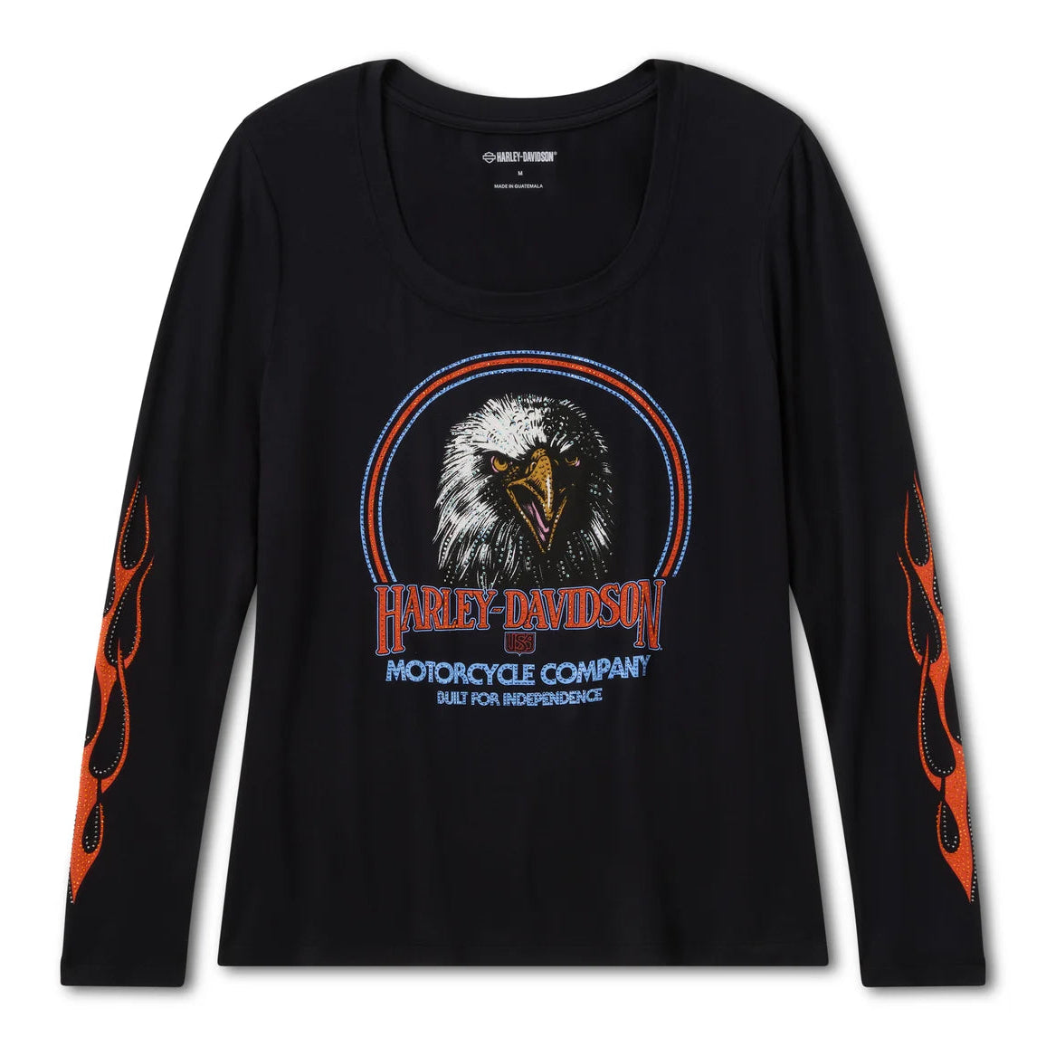 Harley-Davidson Women's Bling Flaming Iron Eagle Long Sleeve Tee