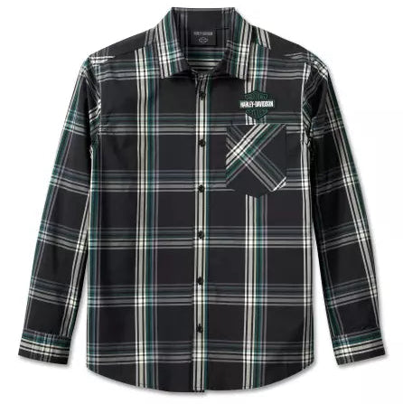 Harley-Davidson Men's Woven Shirt – Black Plaid