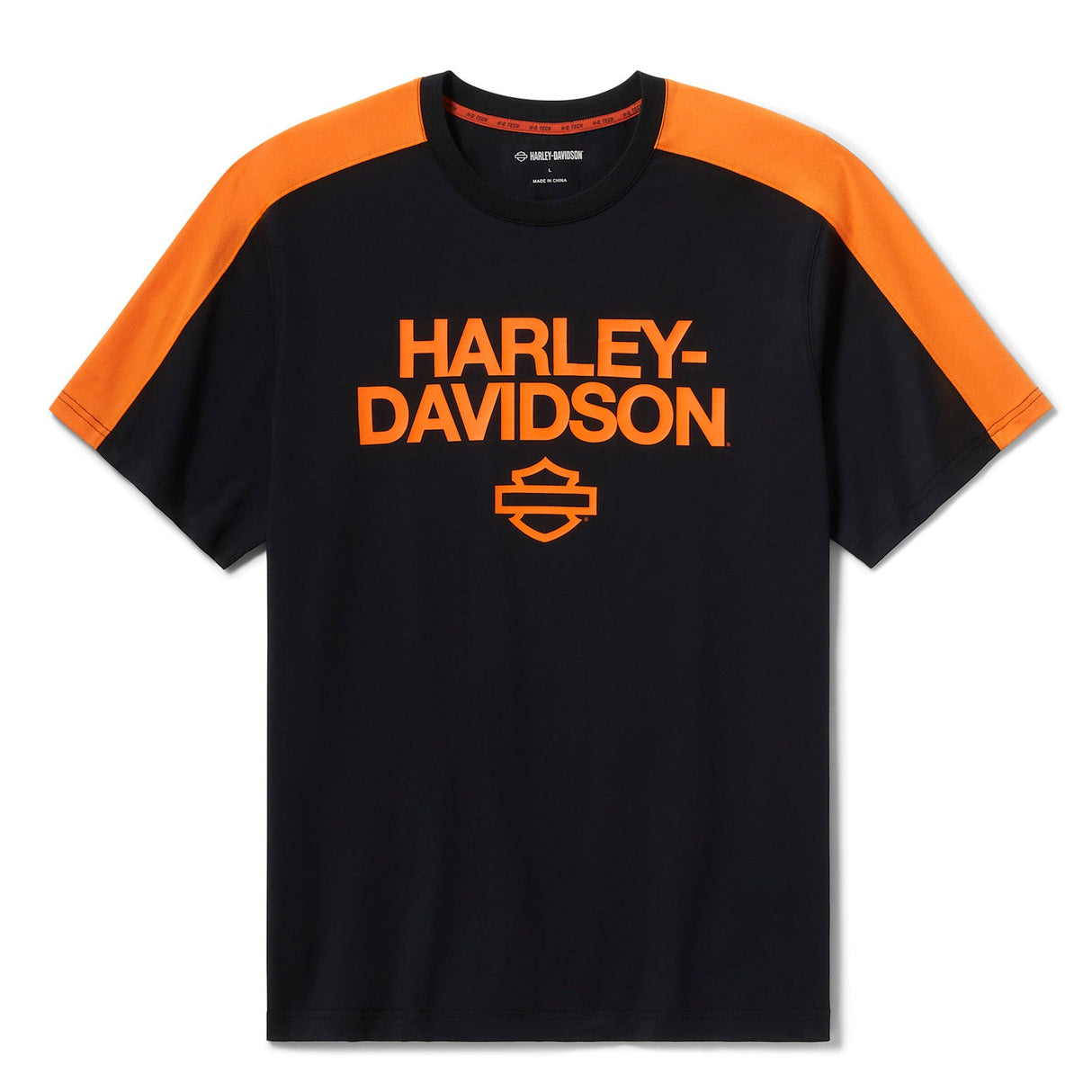 Harley-Davidson Men's TECH Coolmax Tee - Black & Orange