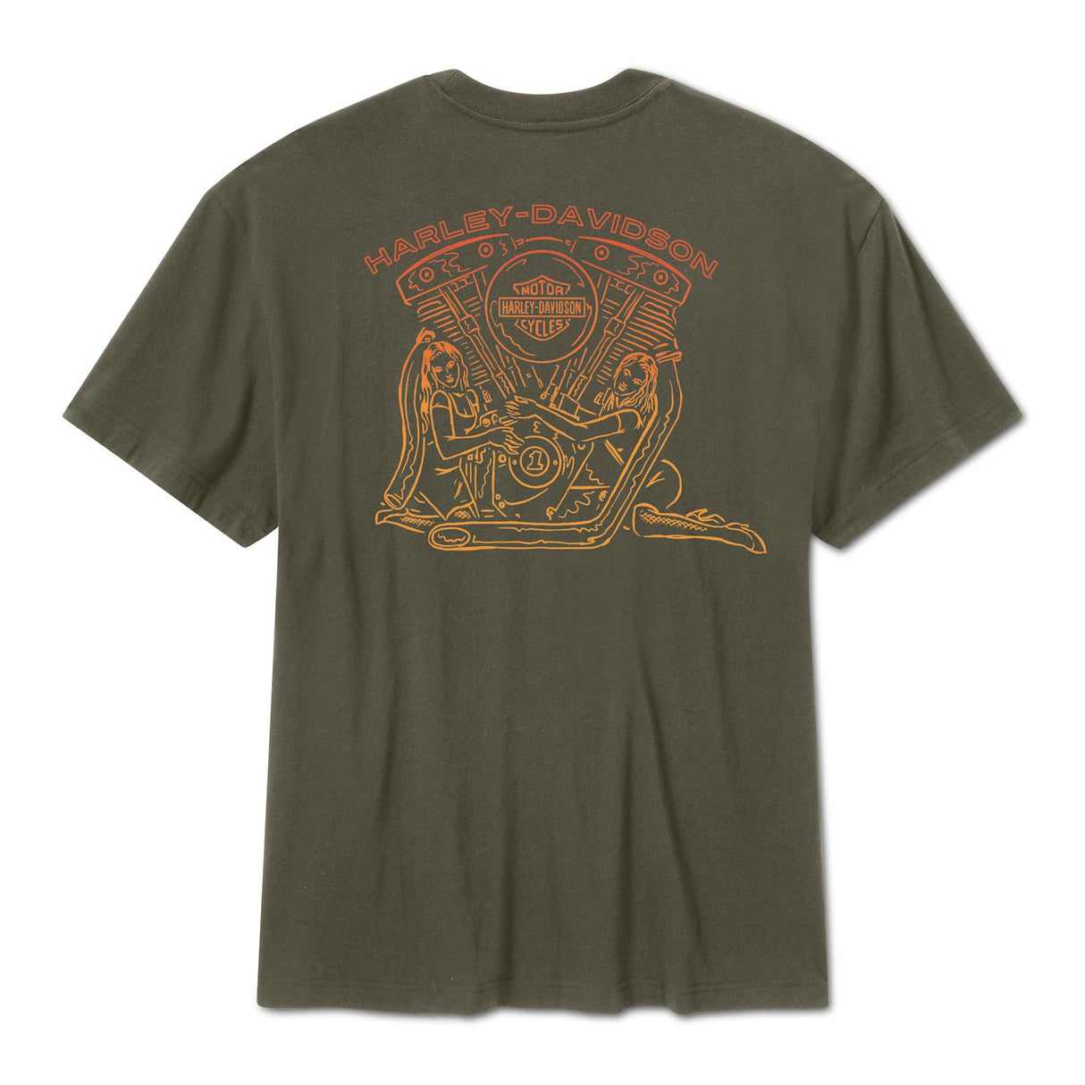 Harley-Davidson Men's Engine Twins T-Shirt - Green