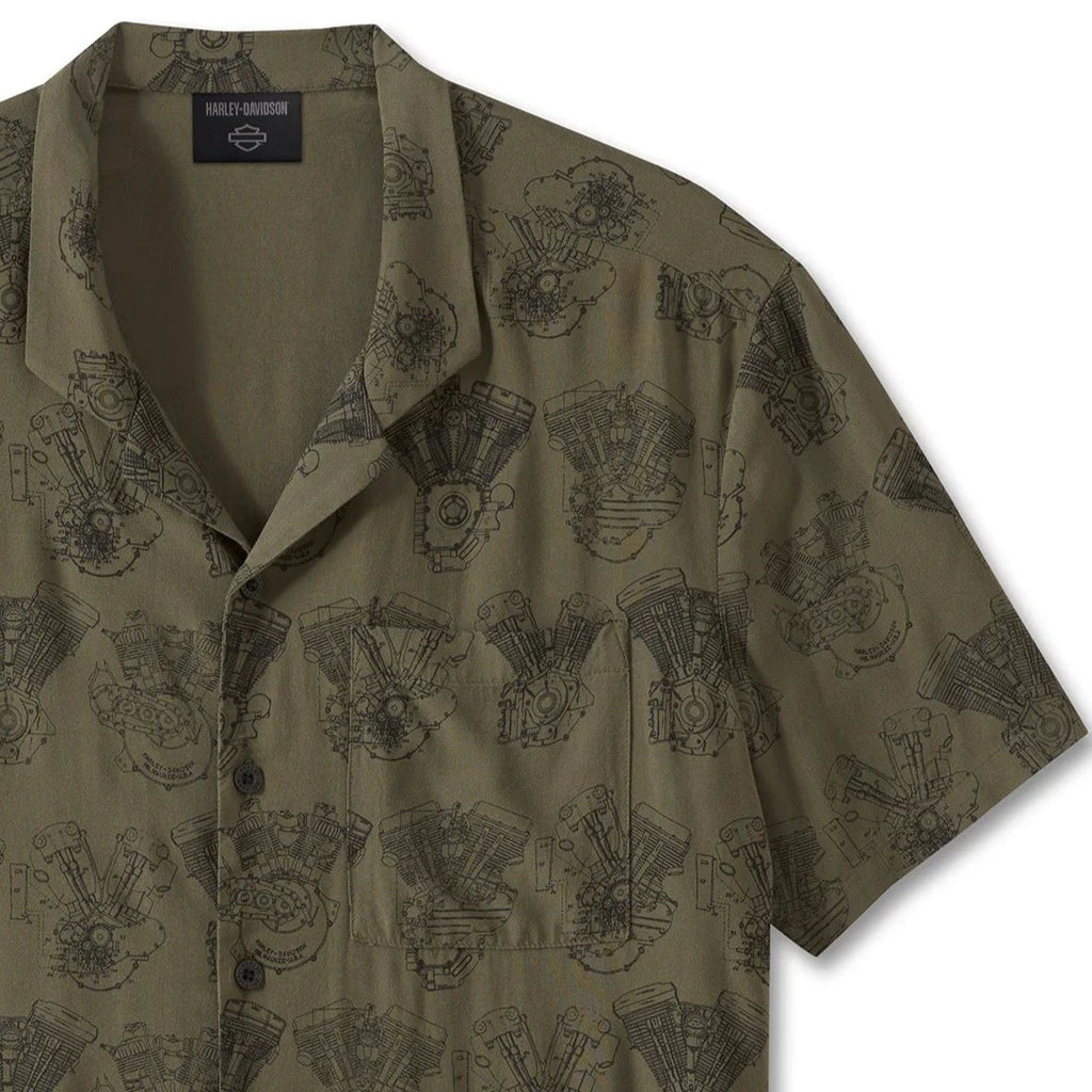 Harley-Davidson Men's Engine Aloha Shirt