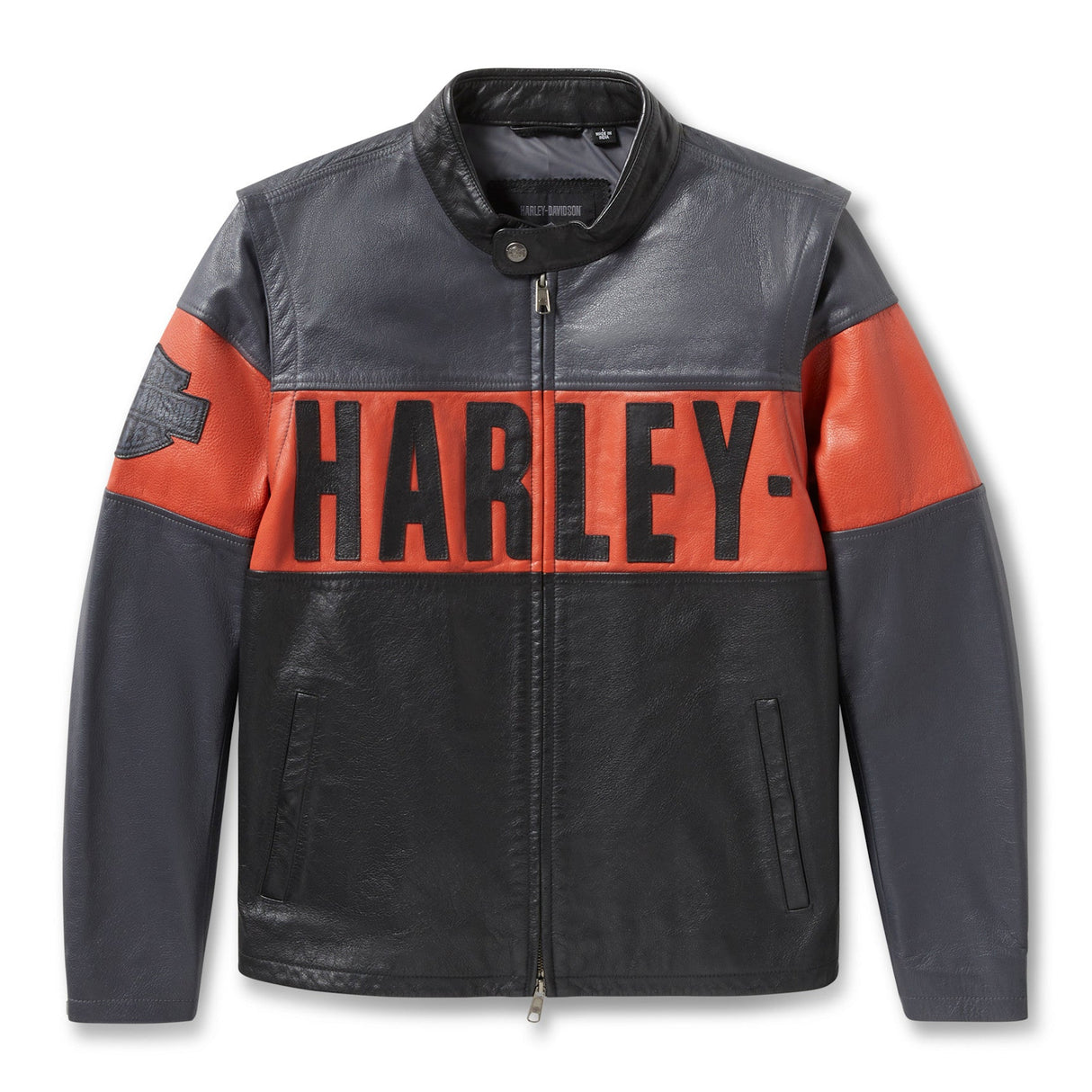 Harley-Davidson Men's Essential Convertible Leather Jacket - Black/Grey