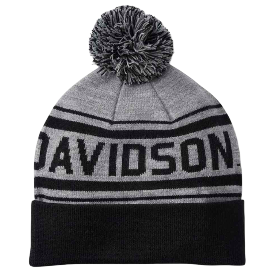 Harley-Davidson Men's Combustion Pom Knit Beanie Hat - Heather Grey