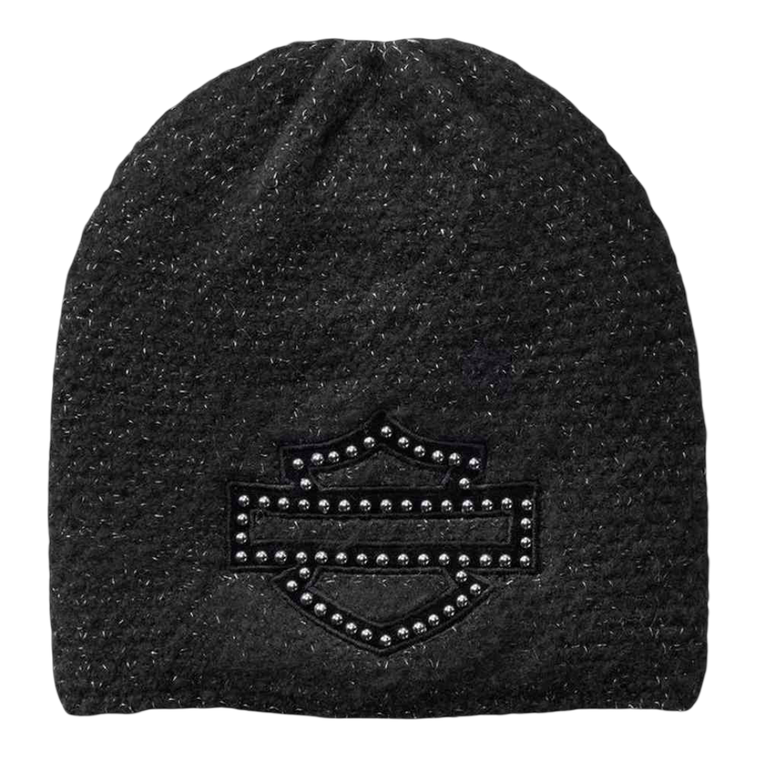 Harley-Davidson Women's Stud Bar & Shield Beanie Hat - Black