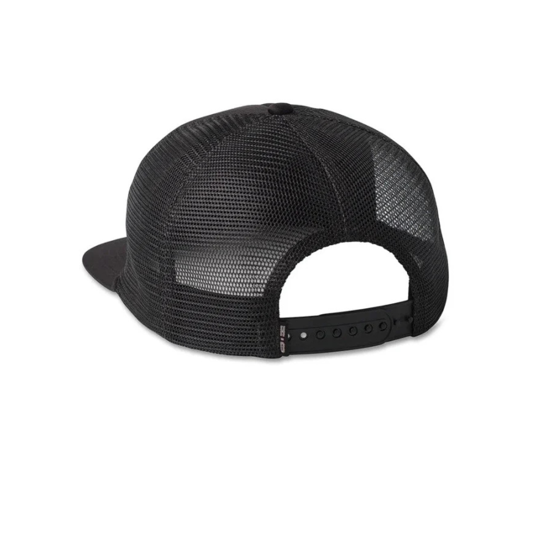 Black mesh cap on a white background