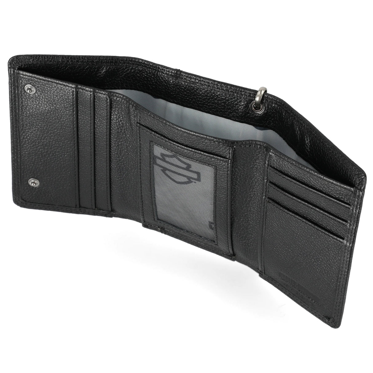 Harley-Davidson Men's Metal B&S Leather Tri-Fold Wallet w/ Chain