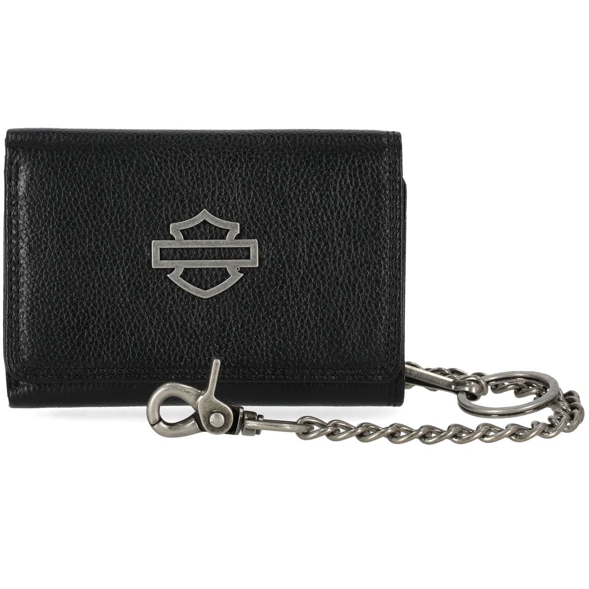Harley-Davidson Men's Metal B&S Leather Tri-Fold Wallet w/ Chain