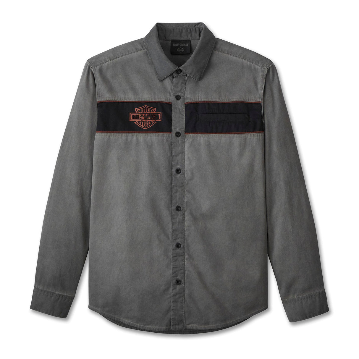 Harley-Davidson Men's Long Sleeve Woven Shirt - Dark Grey