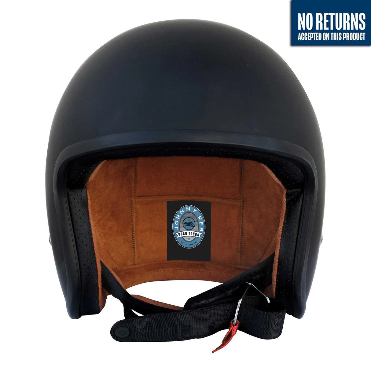 Johnny Reb Burke Open Face Helmet - Matte Black/Brown Lining
