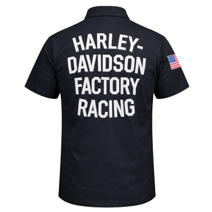 Harley-Davidson Men's Factory Racing Collared Shirt - Black