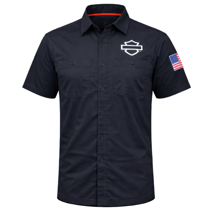 Harley-Davidson Men's Factory Racing Collared Shirt - Black