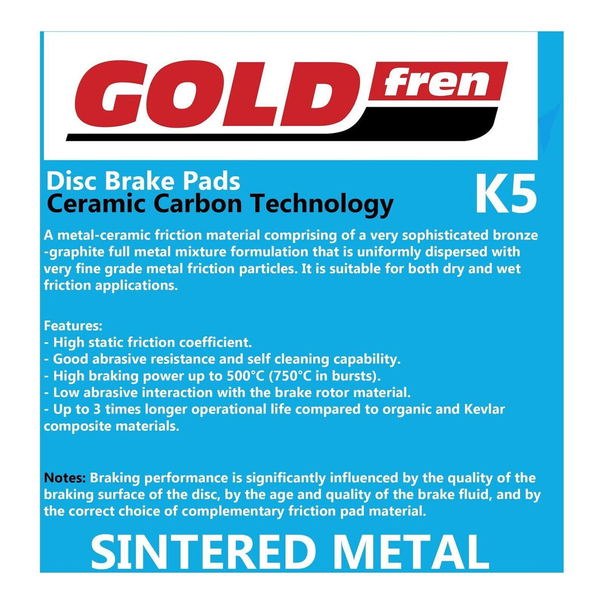 GOLDfren Brake Pads Off-Road Racing GF382 - K5 ( PR524 )
