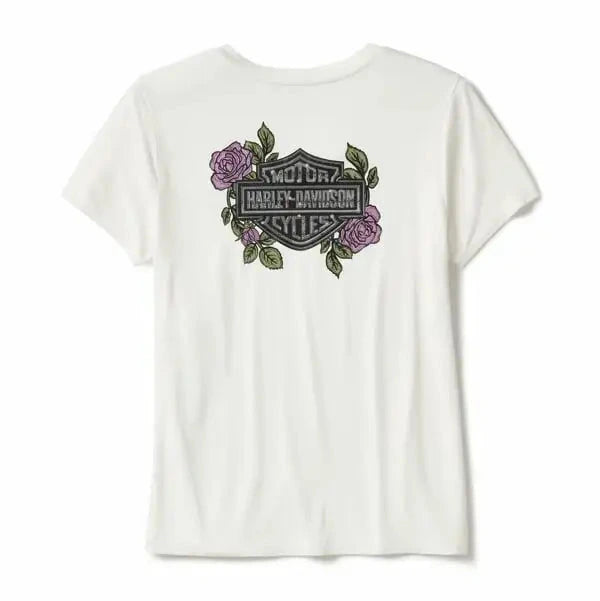 Harley-Davidson Women's Rose & Thorn Bling V Neck Tee