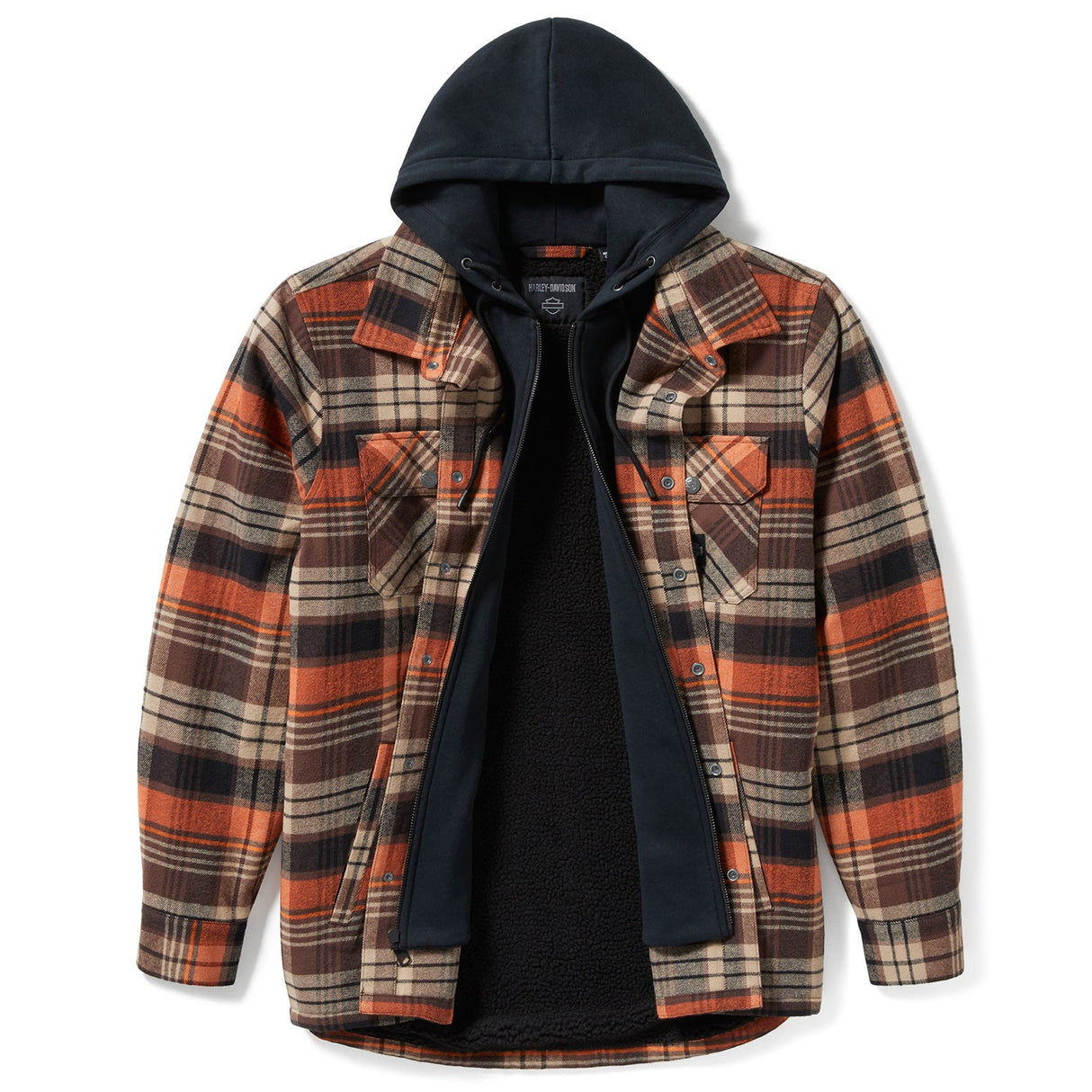 Plaid jacket with a hood on a white background