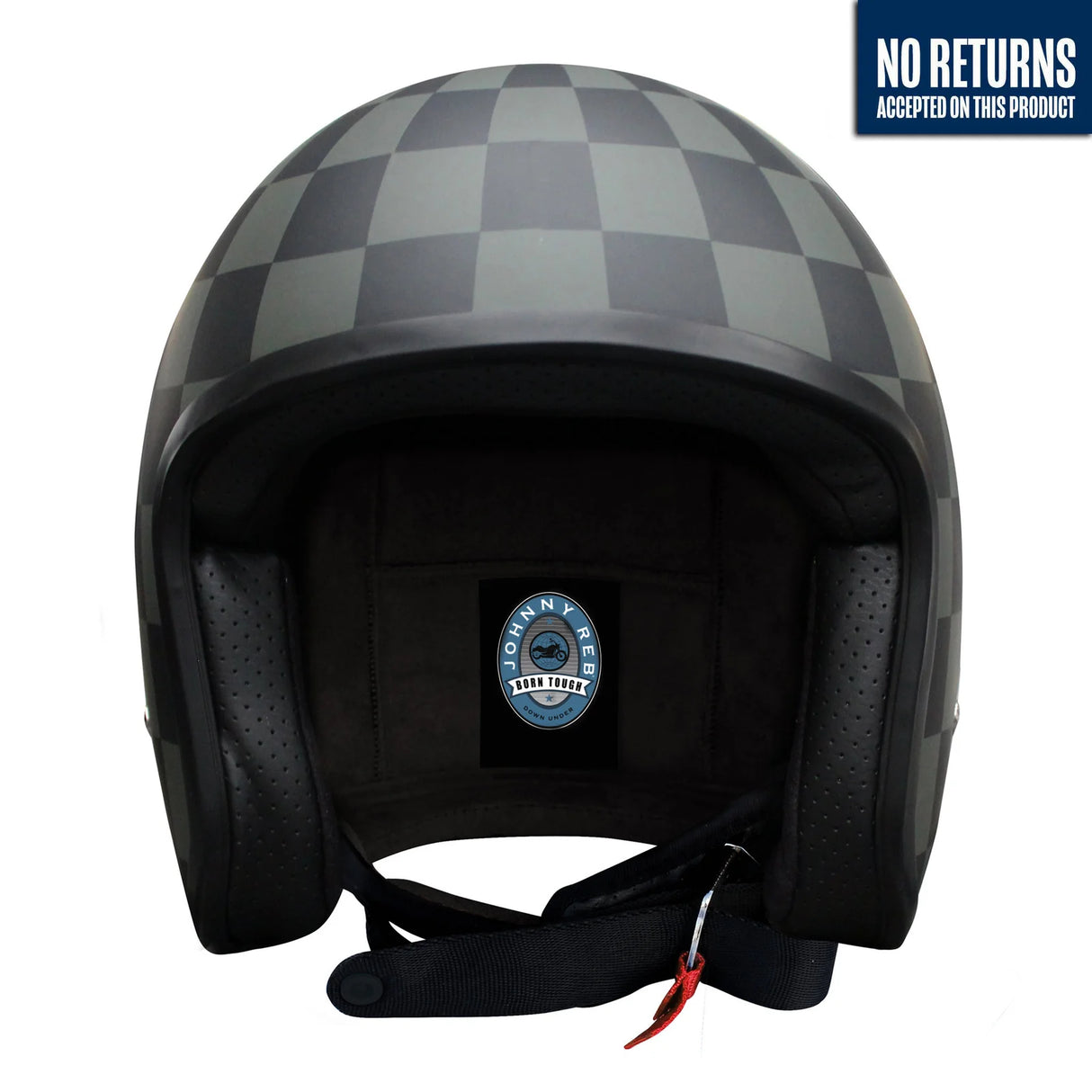 Johnny Reb Burke Open Face Helmet - Check Pattern/Black Lining