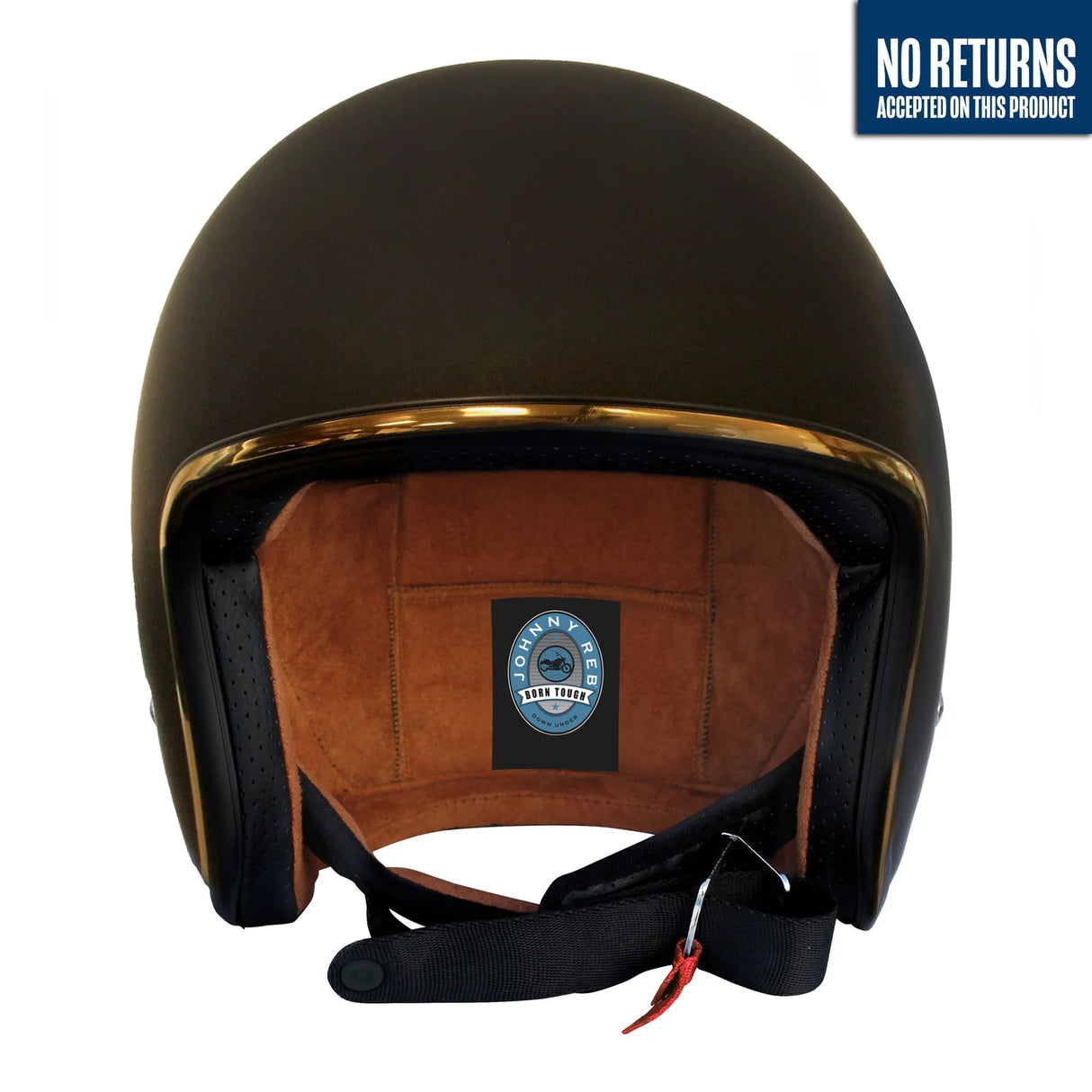 Johnny Reb Burke Open Face Helmet - Matte Black/Gold