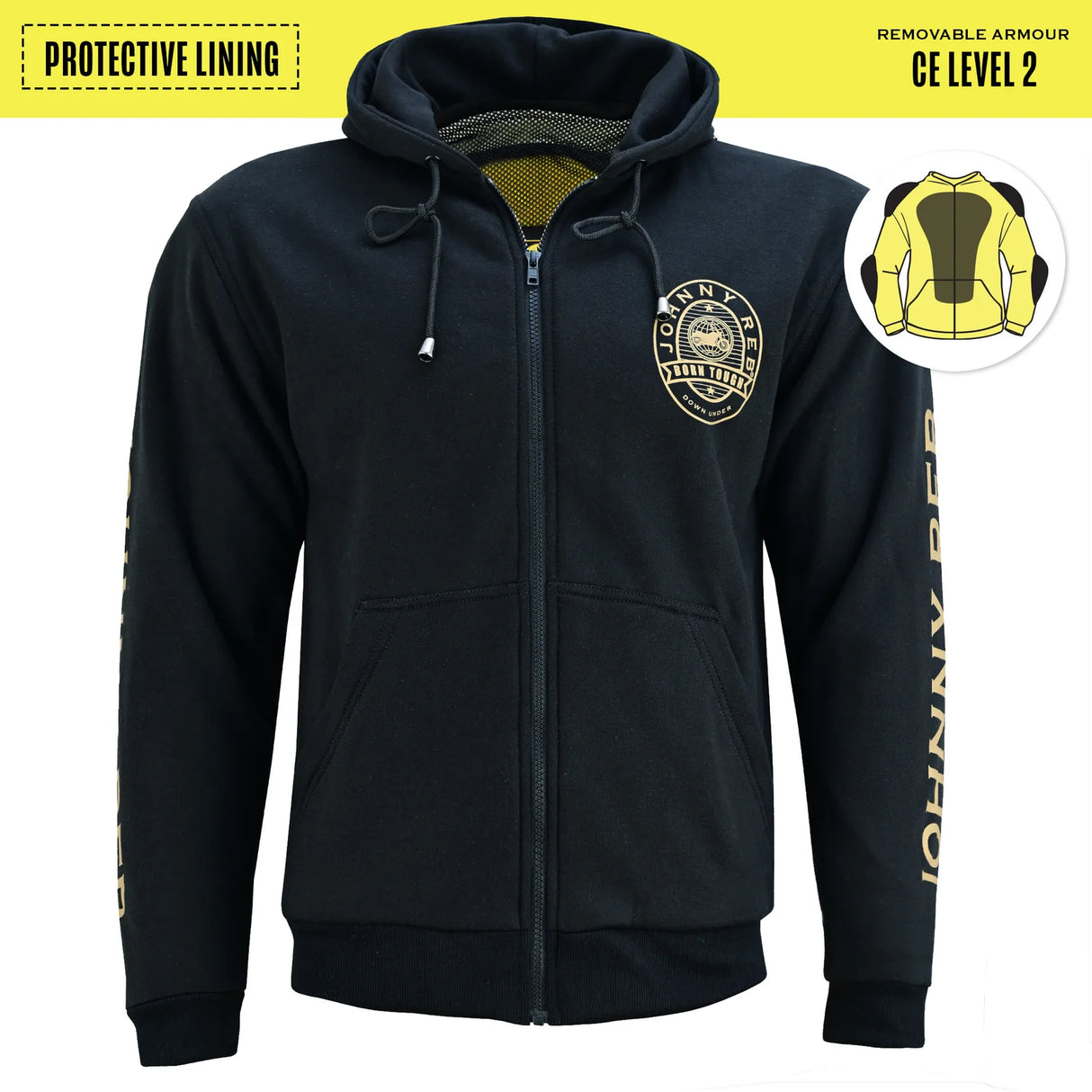 Johnny Reb Men's 1984 Zip Through Hoodie - Black/Gold