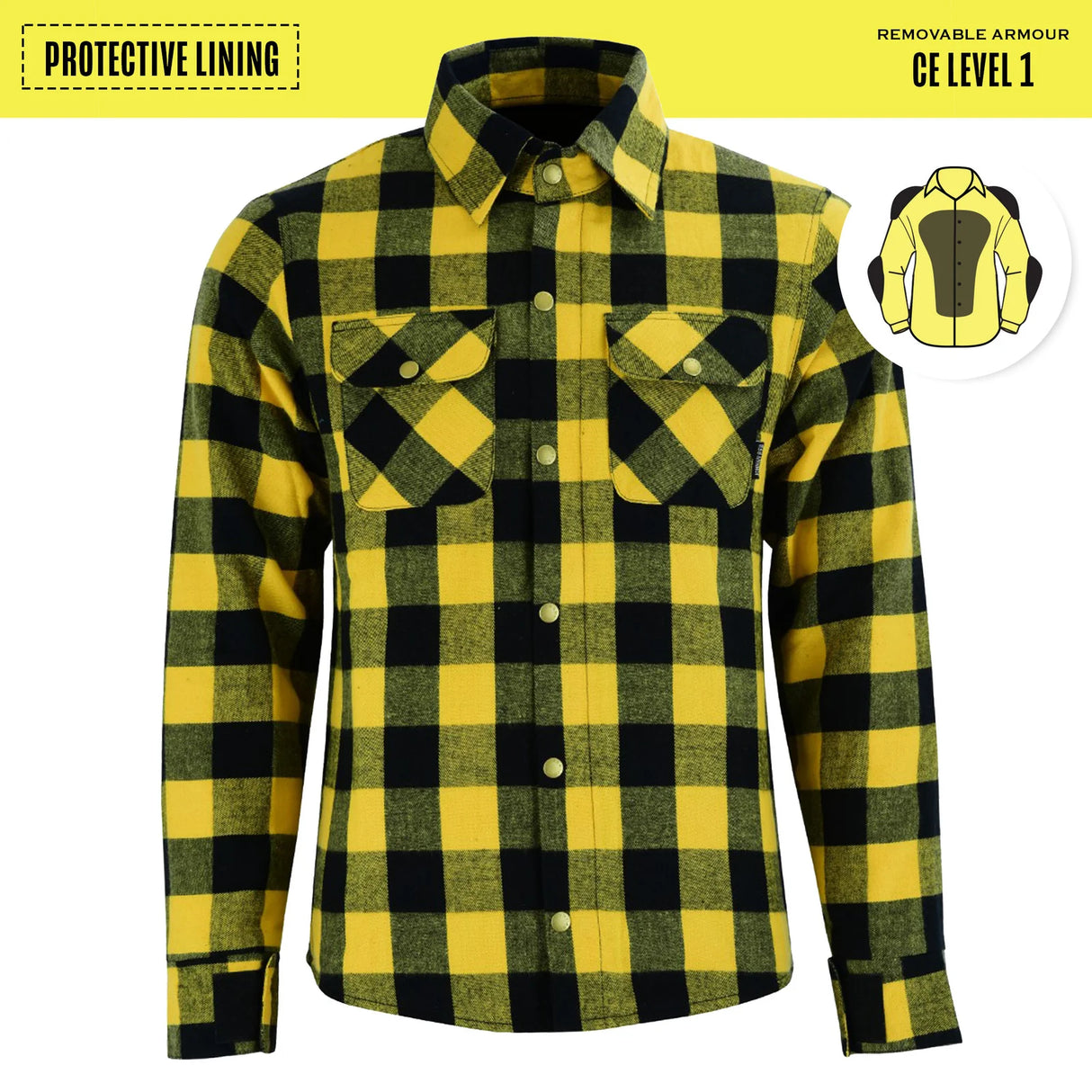 Johnny Reb Men's Waratah Protective Shirt - Black/Yellow Check