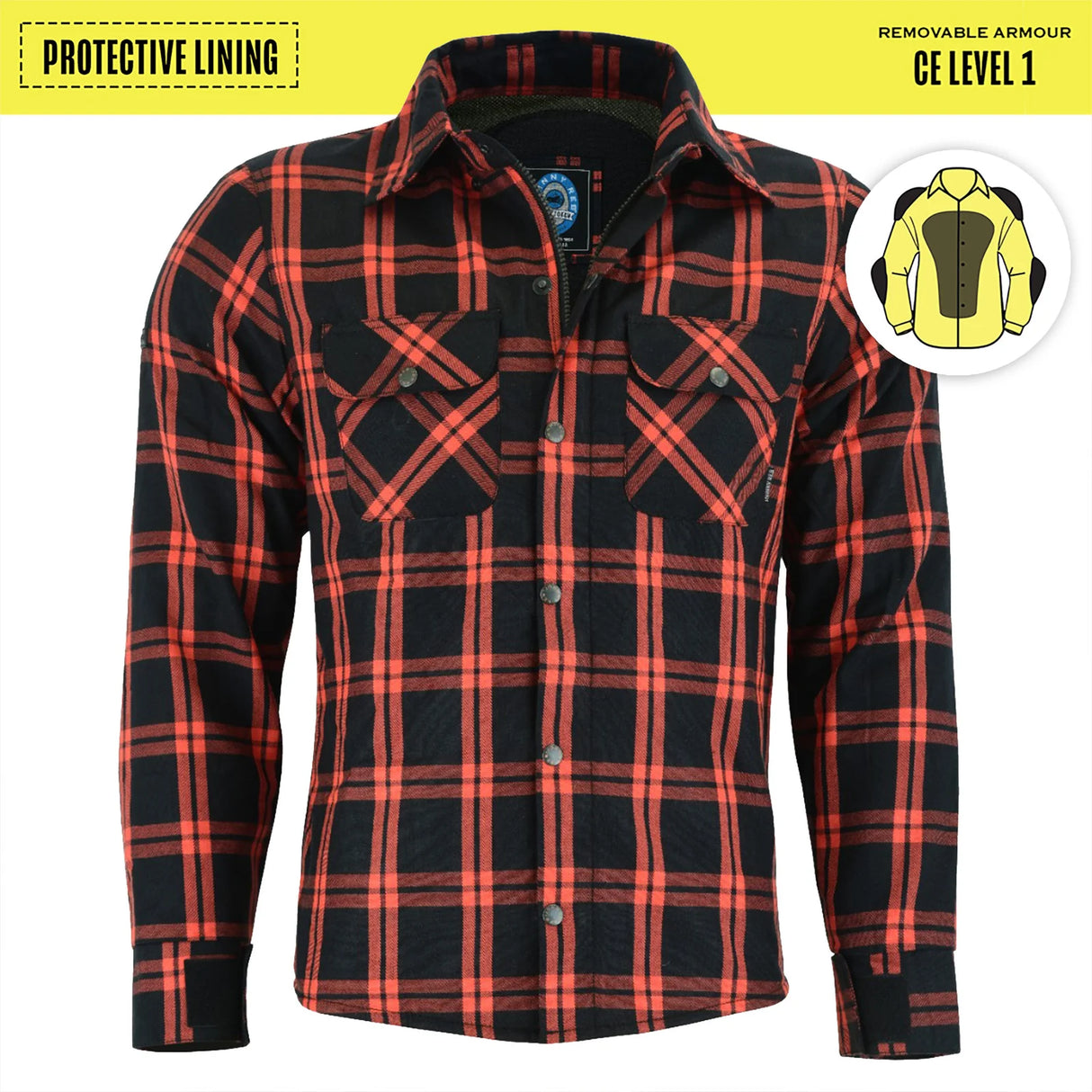 Johnny Reb Men's Nullabor Protective Shirt - Black/Orange Check