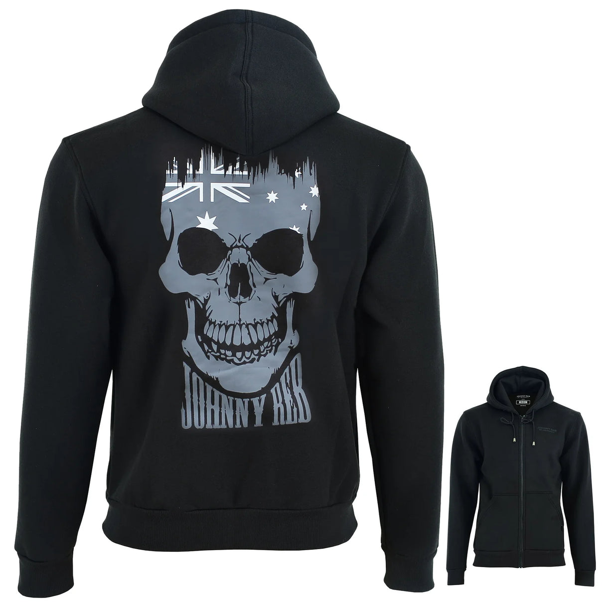 Johnny Reb Men's Aussie Skull Full-Zip Hoodie - Black