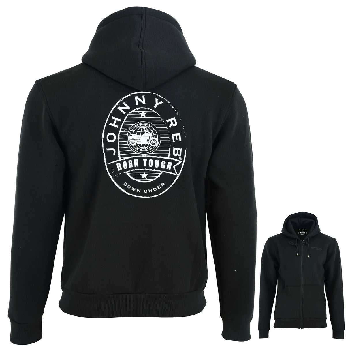Johnny Reb Men's Distressed Logo Full-Zip Hoodie - Black