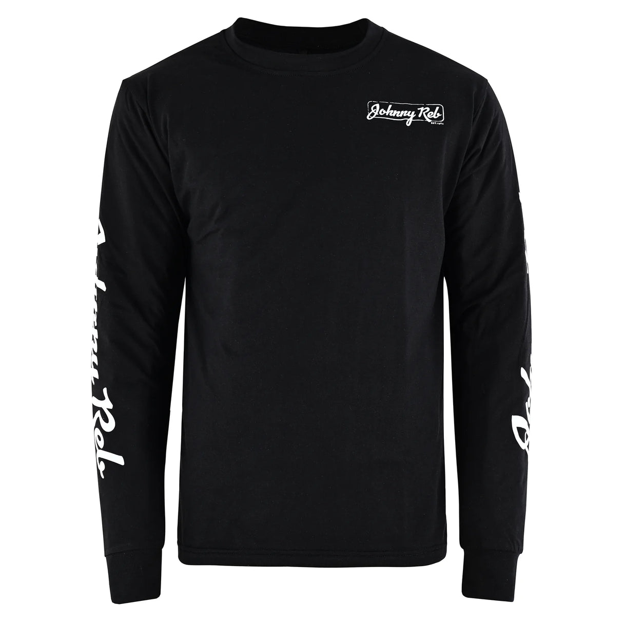 Johnny Reb Men's Skull True Blue Long Sleeve T-Shirt - Black/White