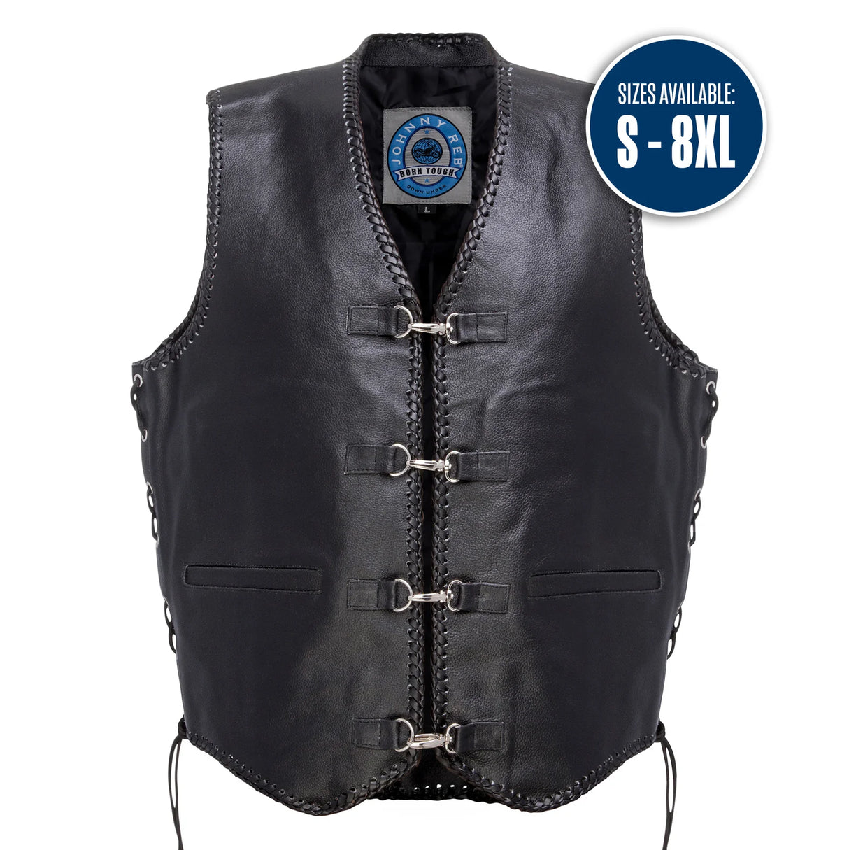 Johnny Reb Men's Capricorn Leather Vest - Black