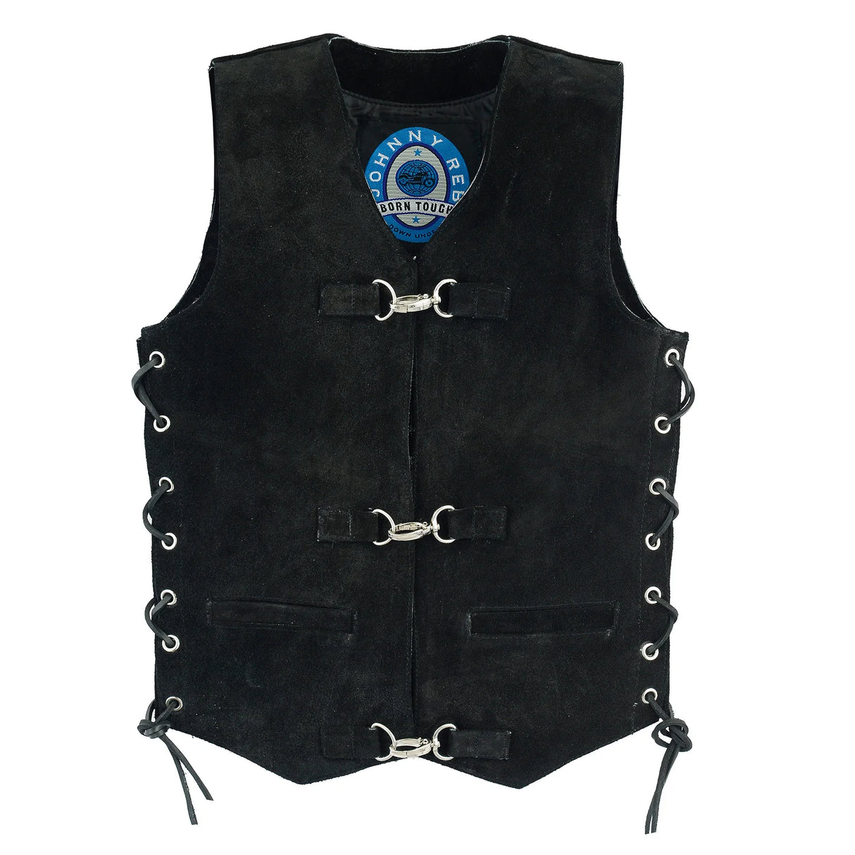 Johnny Reb Kid's Longreach Suede Leather Vest - Black
