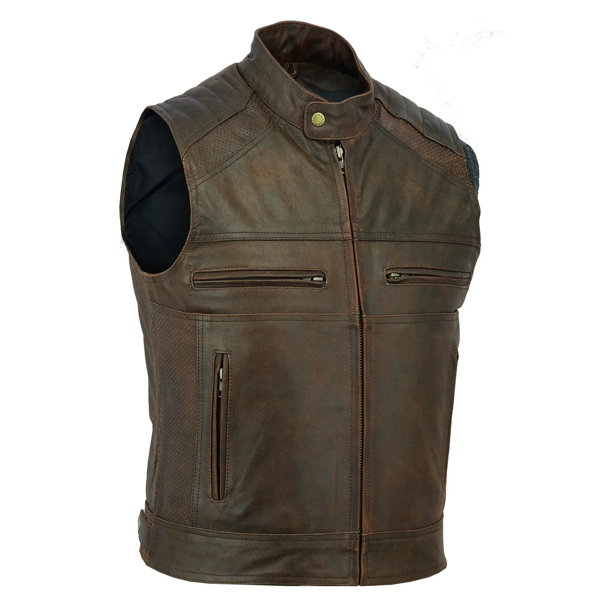 Jonny Reb Men's Botany Village Vintage Leather Vest - Brown